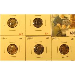 (5) PROOF Roosevelt Dimes, 1968-S, 1969-S, 1970-S, 1971-S, 1972-S, group value $10