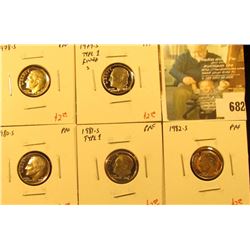 (5) PROOF Roosevelt Dimes, 1978-S, 1979-S type1, 1980-S, 1981-S type 1, 1982-S, group value $12+