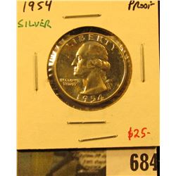 1954 Silver PROOF Washington Quarter, LOW MINTAGE, value $25