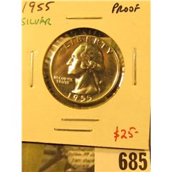 1955 Silver PROOF Washington Quarter, LOW MINTAGE, value $25