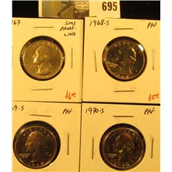 Group of (4) PROOF Washington Quarters, 1967 SMS/BU (proof-like), 1968-S, 1969-S, 1970-S, group valu