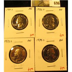 Group of (4) PROOF Washington Quarters, 1971-S, 1972-S, 1973-S, 1974-S, group value $20