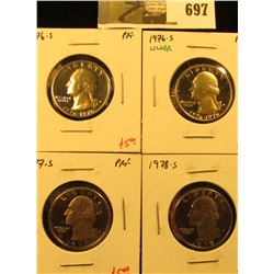 Group of (4) PROOF Washington Quarters, 1976-S, 1976-S 40% silver, 1977-S, 1978-S, group value $23