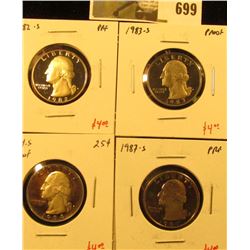 Group of (4) PROOF Washington Quarters, 1982-S, 1983-S, 1984-S, 1987-S, group value $16