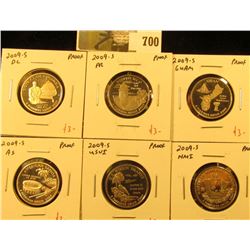 Group of (6) PROOF Washington Quarters, all 6 of the 2009-S Territory Quarters, group value $18