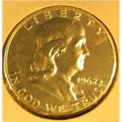 1962 Silver PROOF Franklin Half Dollar, value $22