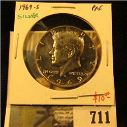 1969-S Silver PROOF Kennedy Half Dollar, value $10
