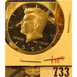 1995-S Silver PROOF Kennedy Half Dollar, value $33