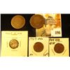 Image 1 : (3) Large Cent size old Coppers; 1851 Seated Liberty Half Dime; & a pair of 1909 P VDB Lincoln Cents