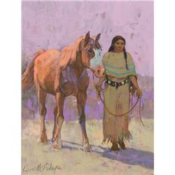 Kenneth Riley -Indian Woman Leading a Horse