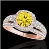 Image 1 : 2 CTW Certified Si/I Fancy Intense Yellow Diamond Solitaire Halo Ring 10K Rose Gold - REF-180T2M - 3