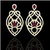 Image 1 : 7 CTW Ruby & Micro VS/SI Diamond Heart Earrings Designer Solitaire 14K Yellow Gold - REF-381T8M - 21
