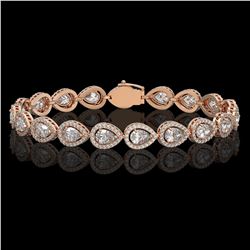 12.38 CTW Pear Diamond Designer Bracelet 18K Rose Gold - REF-2270Y4K - 42645