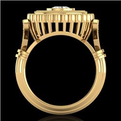 2.03 CTW VS/SI Diamond Solitaire Art Deco Ring 18K Yellow Gold - REF-270M2H - 37081