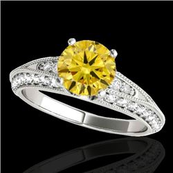 1.58 CTW Certified Si Intense Yellow Diamond Solitaire Antique Ring 10K White Gold - REF-172F8N - 34