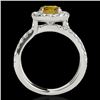 Image 2 : 2.01 CTW Certified Si/I Fancy Intense Yellow Diamond Solitaire Halo Ring 10K White Gold - REF-209W3F