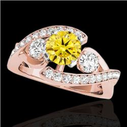 2.26 CTW Certified Si Intense Yellow Diamond Bypass Solitaire Ring 10K Rose Gold - REF-309X3T - 3506