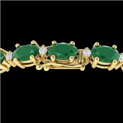 15 CTW Emerald & VS/SI Diamond Eternity Bracelet 10K Yellow Gold - REF-122H8A - 21449