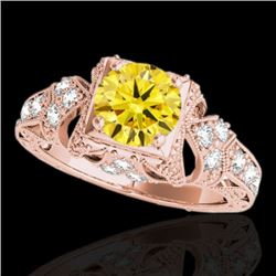 1.25 CTW Certified Si Intense Yellow Diamond Solitaire Antique Ring 10K Rose Gold - REF-167N3Y - 346