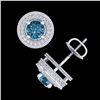 Image 4 : 2.09 CTW Fancy Intense Blue Diamond Art Deco Stud Earrings 18K White Gold - REF-218A2X - 38013