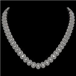 34.72 CTW Oval Diamond Designer Necklace 18K White Gold - REF-6267H8A - 42758