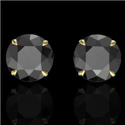 4 CTW Black VS/SI Diamond Designer Inspired Stud Earrings 18K Yellow Gold - REF-125H5A - 21816