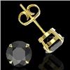 Image 2 : 4 CTW Black VS/SI Diamond Designer Inspired Stud Earrings 18K Yellow Gold - REF-125H5A - 21816