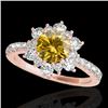 Image 1 : 2.19 CTW Certified Si/I Fancy Intense Yellow Diamond Solitaire Halo Ring 10K Rose Gold - REF-259H3A 