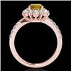 Image 2 : 2.19 CTW Certified Si/I Fancy Intense Yellow Diamond Solitaire Halo Ring 10K Rose Gold - REF-259H3A 