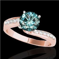 1.4 CTW Si Certified Fancy Blue Diamond Bypass Solitaire Ring 10K Rose Gold - REF-180X2T - 35078