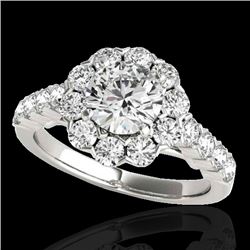 2.35 CTW H-SI/I Certified Diamond Solitaire Halo Ring 10K White Gold - REF-218N2Y - 33544