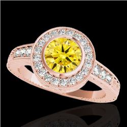 2 CTW Certified Si/I Fancy Intense Yellow Diamond Solitaire Halo Ring 10K Rose Gold - REF-317N3Y - 3