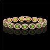 Image 1 : 21.13 CTW Peridot & Diamond Halo Bracelet 10K Rose Gold - REF-286W5F - 40629