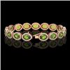 Image 2 : 21.13 CTW Peridot & Diamond Halo Bracelet 10K Rose Gold - REF-286W5F - 40629