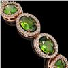 Image 4 : 21.13 CTW Peridot & Diamond Halo Bracelet 10K Rose Gold - REF-286W5F - 40629