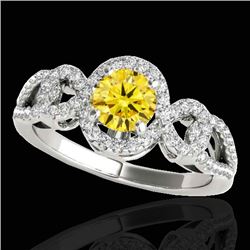 1.38 CTW Certified Si/I Fancy Intense Yellow Diamond Solitaire Halo Ring 10K White Gold - REF-174W5F