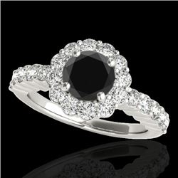 1.75 CTW Certified VS Black Diamond Solitaire Halo Ring 10K White Gold - REF-89W3F - 34162