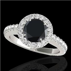 1.65 CTW Certified VS Black Diamond Solitaire Halo Ring 10K White Gold - REF-80X4T - 33475