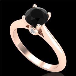 1.08 CTW Fancy Black Diamond Solitaire Engagement Art Deco Ring 18K Rose Gold - REF-58N2Y - 38200