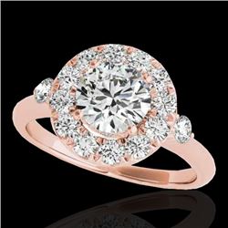 1.5 CTW H-SI/I Certified Diamond Solitaire Halo Ring 10K Rose Gold - REF-180X2T - 33455