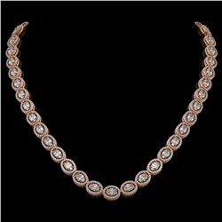 30.41 CTW Oval Diamond Designer Necklace 18K Rose Gold - REF-5531T8M - 42615