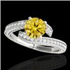 Image 1 : 1.75 CTW Certified Si Intense Yellow Diamond Bypass Solitaire Ring 10K White Gold - REF-232Y8K - 351