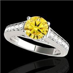 1.5 CTW Certified Si/I Fancy Intense Yellow Diamond Solitaire Ring 10K White Gold - REF-176F4N - 349