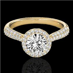 1.4 CTW H-SI/I Certified Diamond Solitaire Halo Ring 10K Yellow Gold - REF-170H4A - 33300