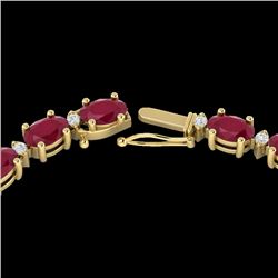 35 CTW Ruby & VS/SI Diamond Eternity Tennis Necklace 10K Yellow Gold - REF-229T3M - 21602