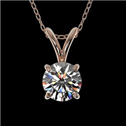 0.53 CTW Certified H-SI/I Quality Diamond Solitaire Necklace 10K Rose Gold - REF-51H2A - 36721