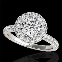 1.75 CTW H-SI/I Certified Diamond Solitaire Halo Ring 10K White Gold - REF-180A2X - 33436