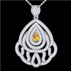 2 CTW Yellow Sapphire & Micro VS/SI Diamond Designer Necklace 18K White Gold - REF-178H2A - 21277