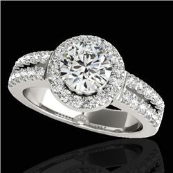 1.5 CTW H-SI/I Certified Diamond Solitaire Halo Ring 10K White Gold - REF-180N2Y - 33989