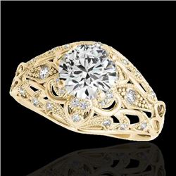 1.36 CTW H-SI/I Certified Diamond Solitaire Antique Ring 10K Yellow Gold - REF-172Y8K - 34713